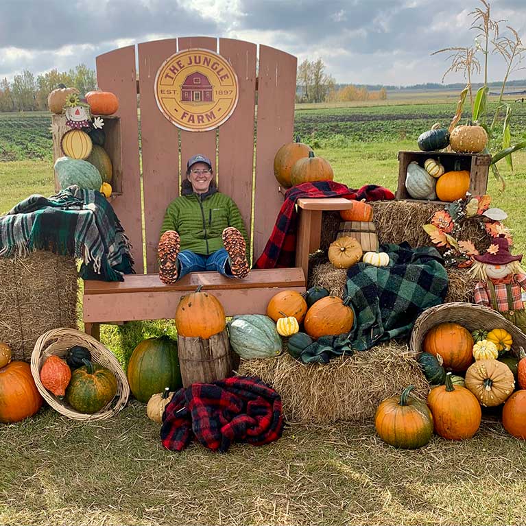 The farm is full of great photo opportunities during our fall pumpkin season at the Jungle Farm in Red Deer County, Alberta!